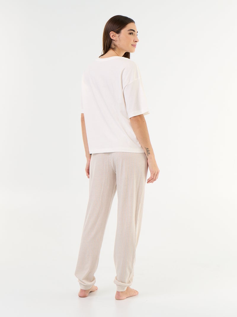 2-delige pyjama - T-shirt + broek Wit - Kiabi