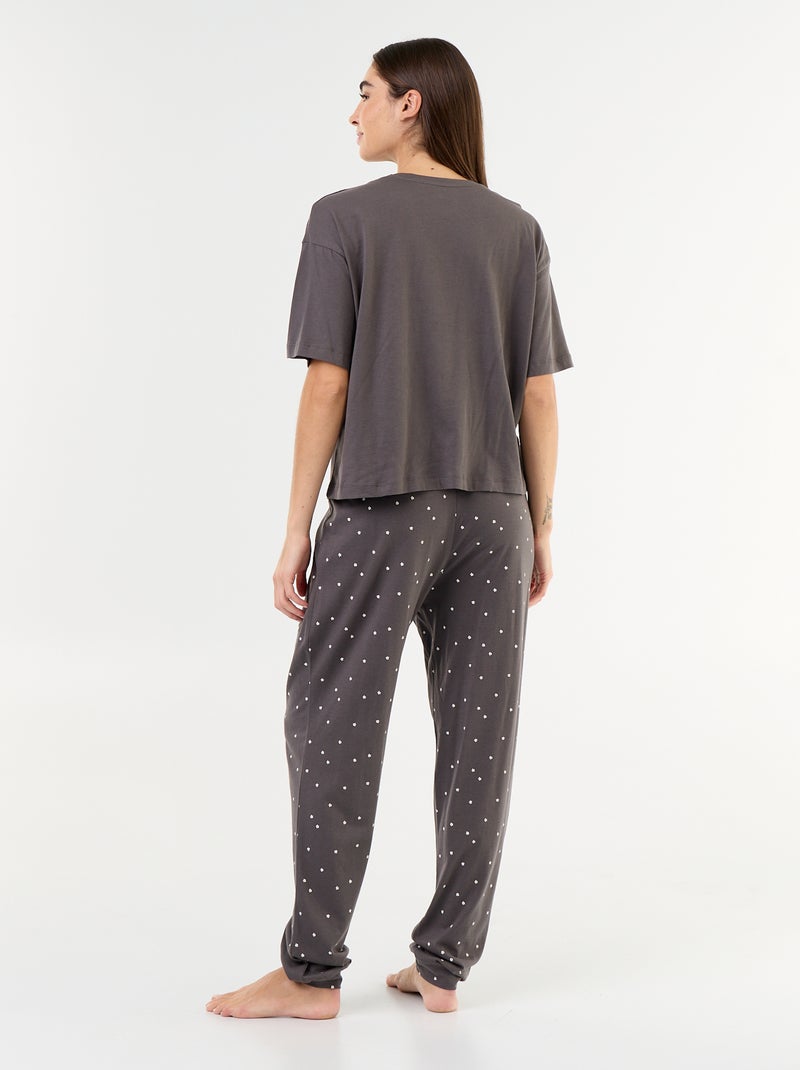 2-delige pyjama - T-shirt + broek Zwart - Kiabi