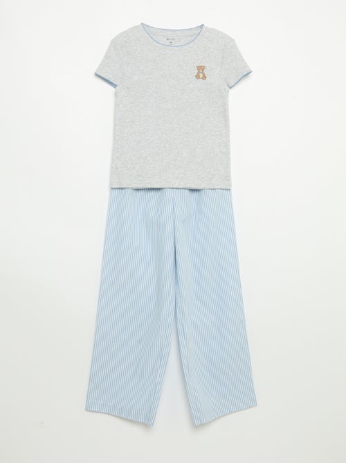 2-delige pyjama - T-shirt met korte mouwen + gestreepte broek - Kiabi 2-delige pyjama - T-shirt met korte mouwen + gestreepte broek - Kiabi