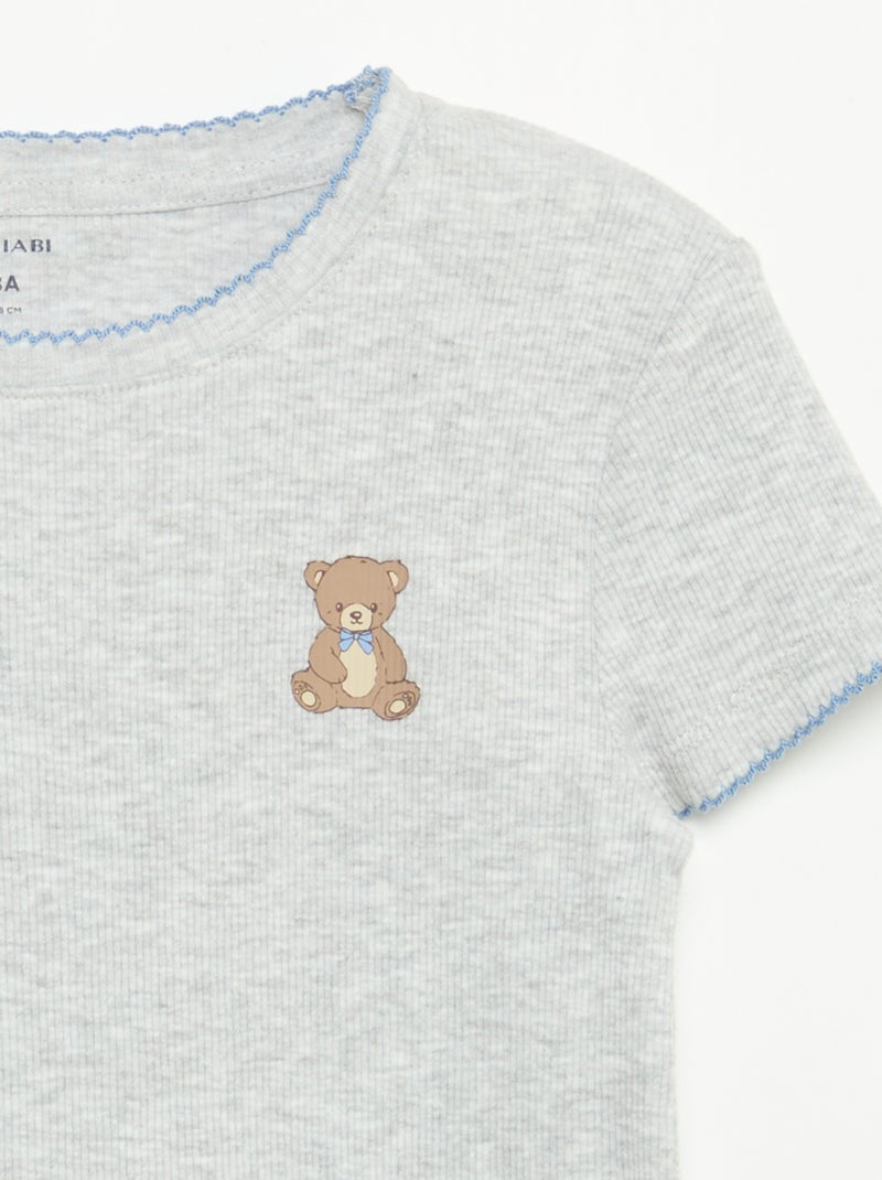 2-delige pyjama - T-shirt met korte mouwen + gestreepte broek Blauw - Kiabi