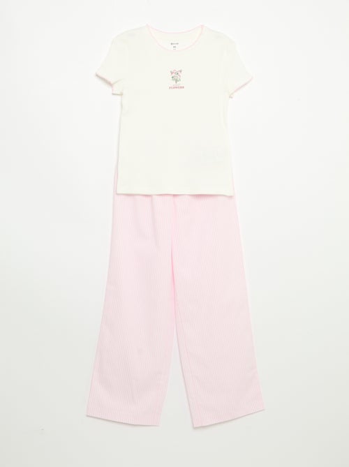 2-delige pyjama - T-shirt met korte mouwen + gestreepte broek - Kiabi 2-delige pyjama - T-shirt met korte mouwen + gestreepte broek - Kiabi
