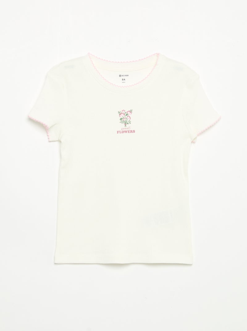 2-delige pyjama - T-shirt met korte mouwen + gestreepte broek Rose - Kiabi