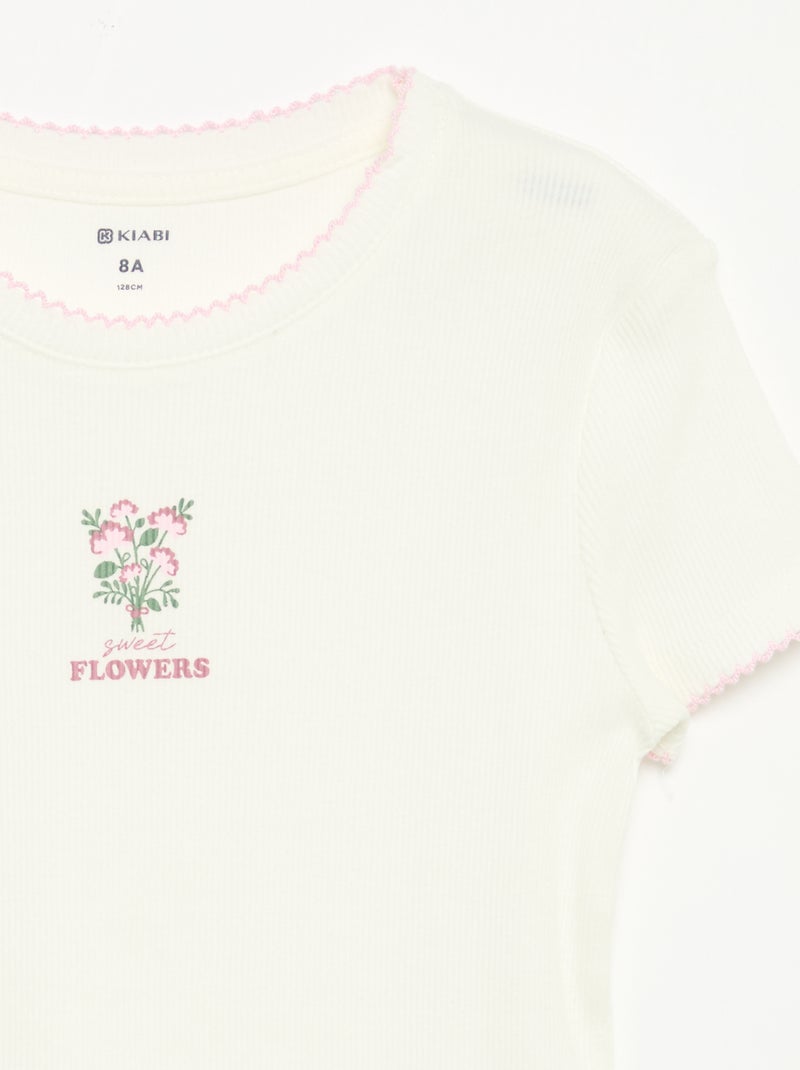 2-delige pyjama - T-shirt met korte mouwen + gestreepte broek Rose - Kiabi