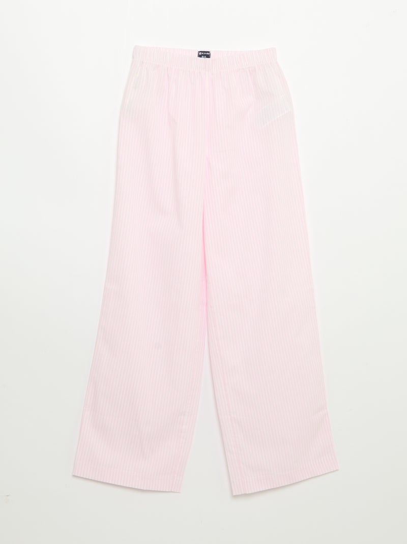 2-delige pyjama - T-shirt met korte mouwen + gestreepte broek Rose - Kiabi