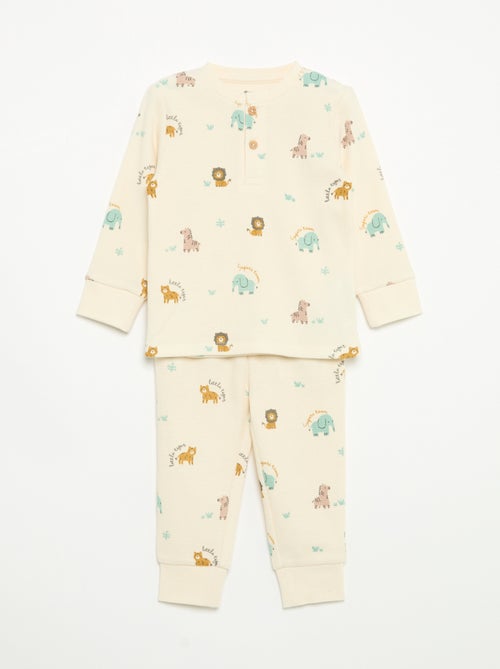 2-delige pyjama - T-shirt met lange mouwen + broek - Kiabi