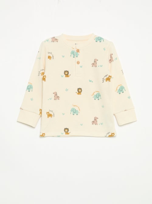 2-delige pyjama - T-shirt met lange mouwen + broek - Kiabi