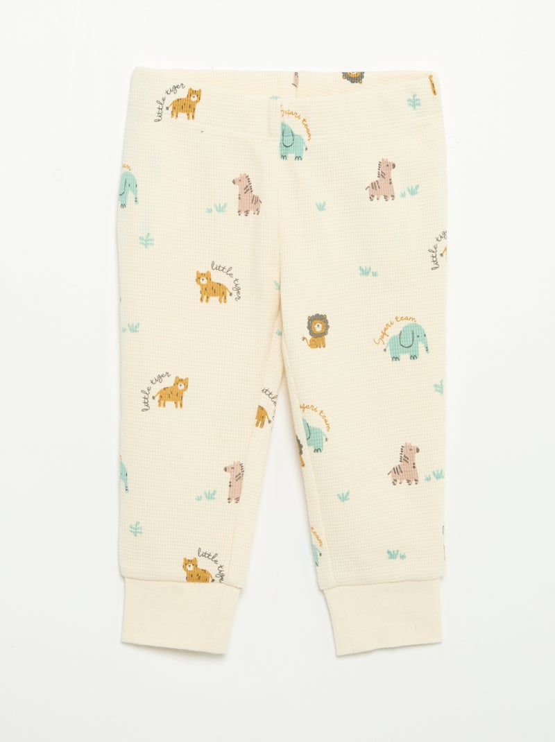 2-delige pyjama - T-shirt met lange mouwen + broek Biege - Kiabi