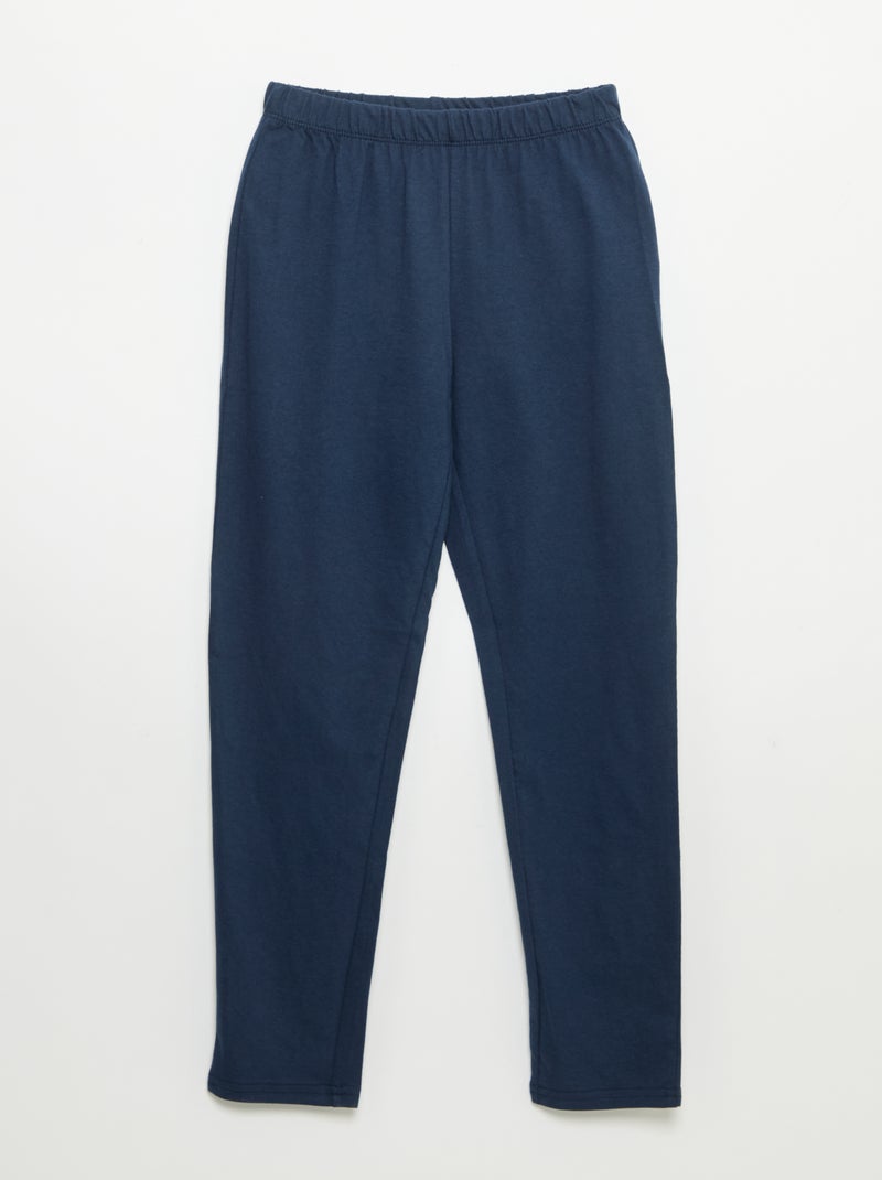 2-delige pyjama - T-shirt met lange mouwen + broek Blauw - Kiabi