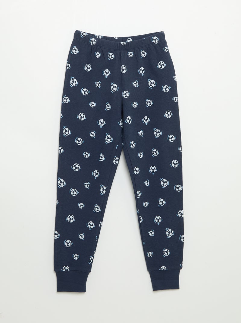 2-delige pyjama - T-shirt met lange mouwen + broek Blauw - Kiabi
