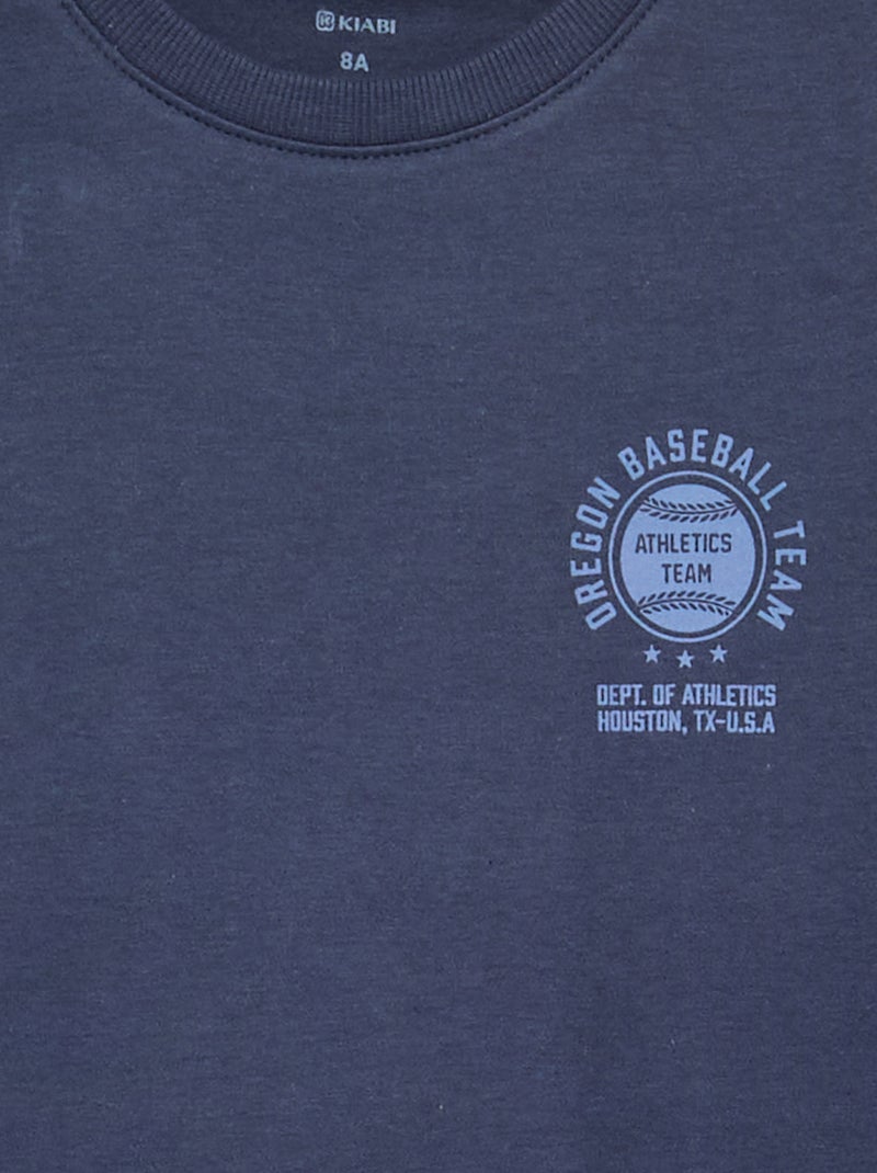 2-delige pyjama - T-shirt met lange mouwen + broek Blauw - Kiabi