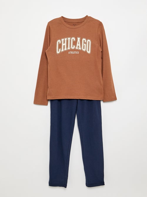 2-delige pyjama - T-shirt met lange mouwen + broek - Kiabi