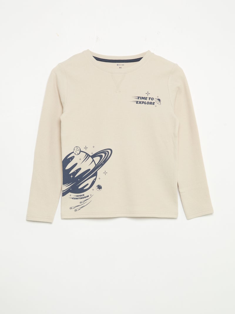2-delige pyjama - T-shirt met lange mouwen + broek Grijs - Kiabi