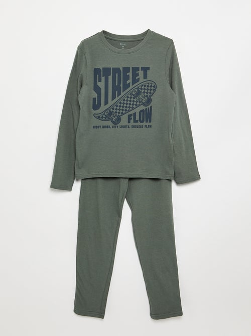 2-delige pyjama - T-shirt met lange mouwen + broek - Kiabi