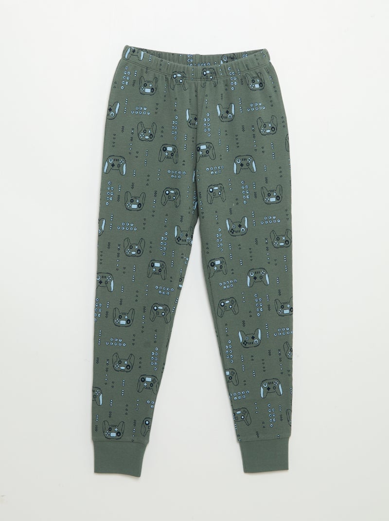 2-delige pyjama - T-shirt met lange mouwen + broek Groen - Kiabi