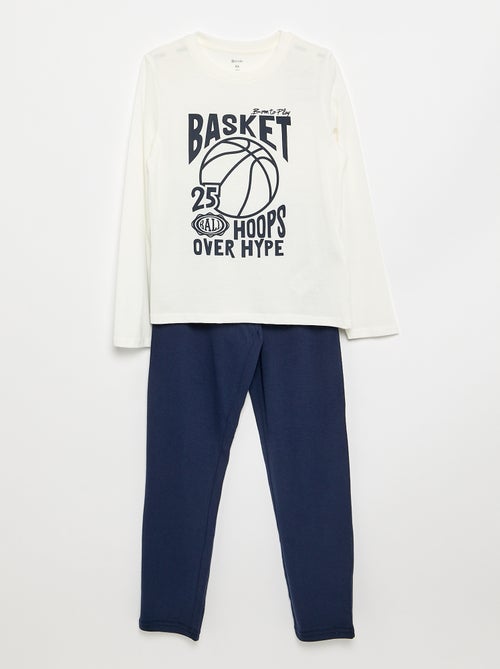 2-delige pyjama - T-shirt met lange mouwen + broek - Kiabi