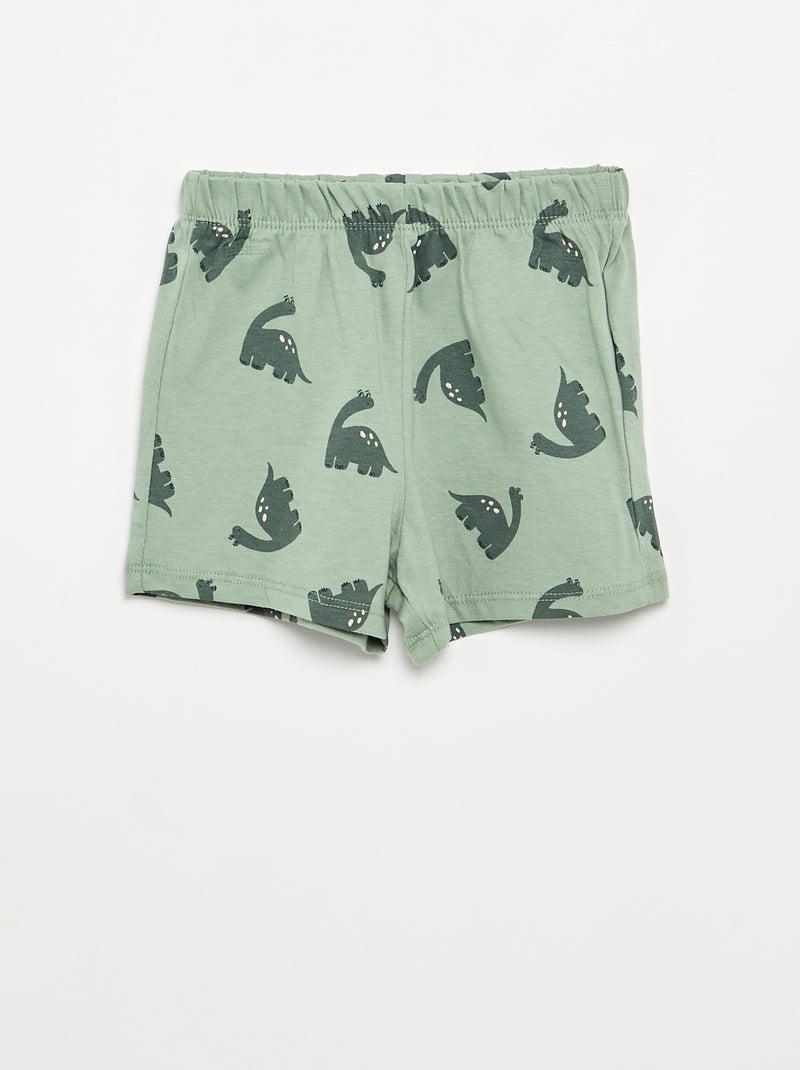 2-delige pyjama - T-shirt + short Groen - Kiabi