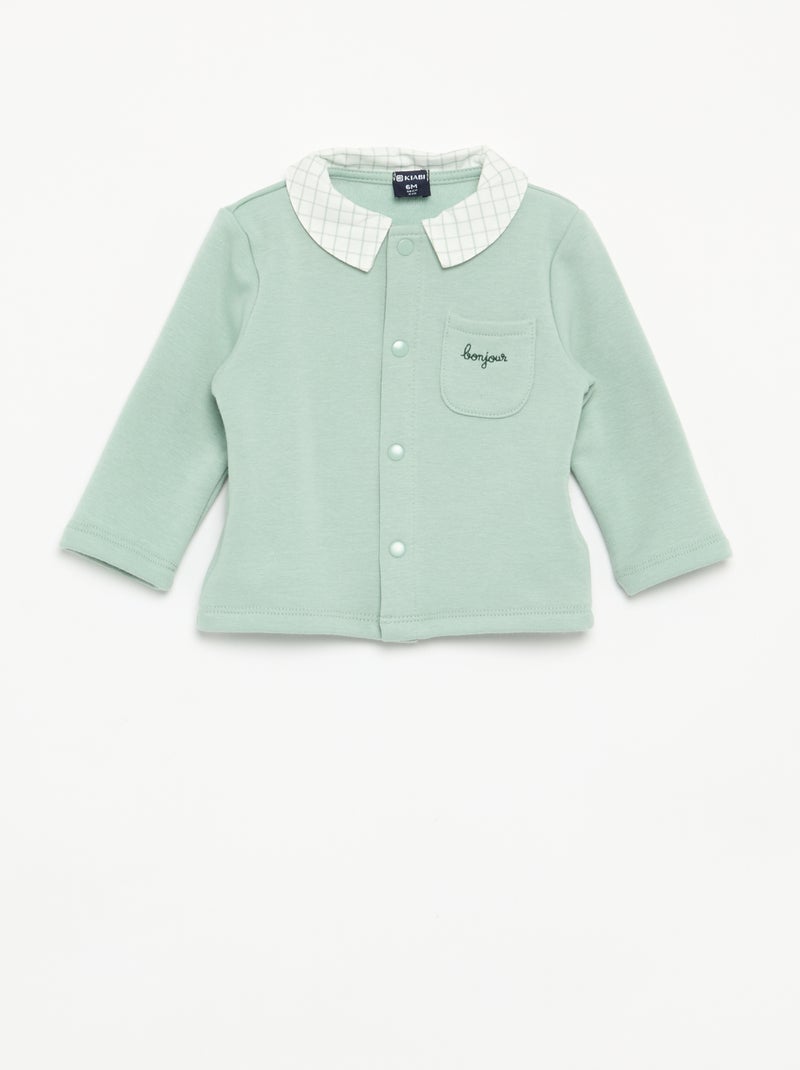 2-delige pyjama met fluweellook Groen - Kiabi