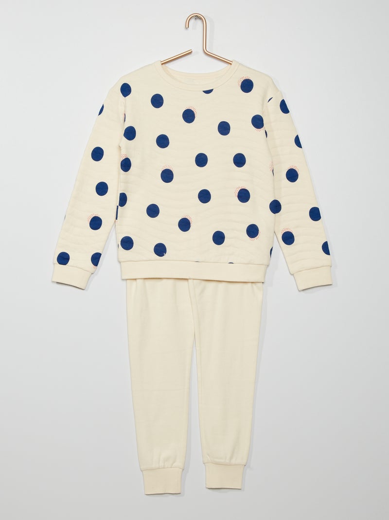 2-delige pyjama met sweater + broek Beige - Kiabi
