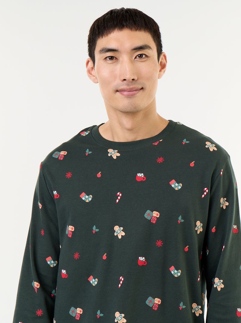 2-delige pyjama met T-shirt en broek 'Kerst' Groen - Kiabi