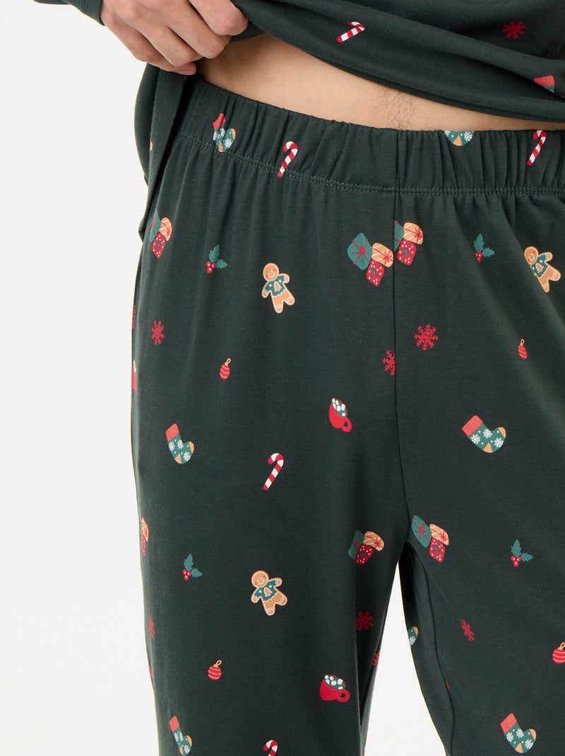 2-delige pyjama met T-shirt en broek 'Kerst' Groen - Kiabi