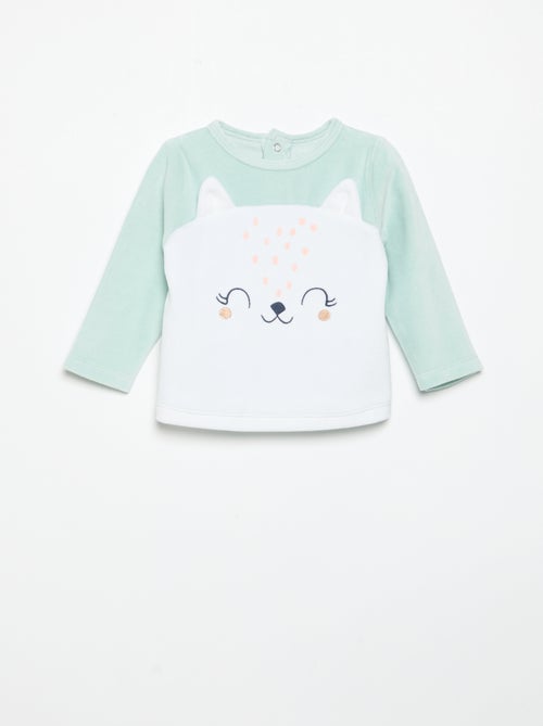 2-delige pyjama 'Petit Béguin' - T-shirt met lange mouwen + broek met voetjes - Kiabi