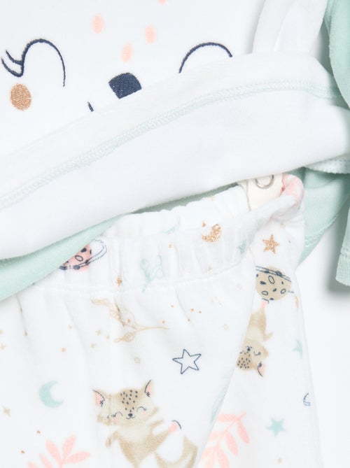 2-delige pyjama 'Petit Béguin' - T-shirt met lange mouwen + broek met voetjes - Kiabi