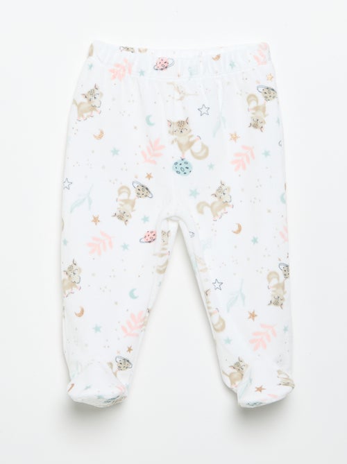 2-delige pyjama 'Petit Béguin' - T-shirt met lange mouwen + broek met voetjes - Kiabi