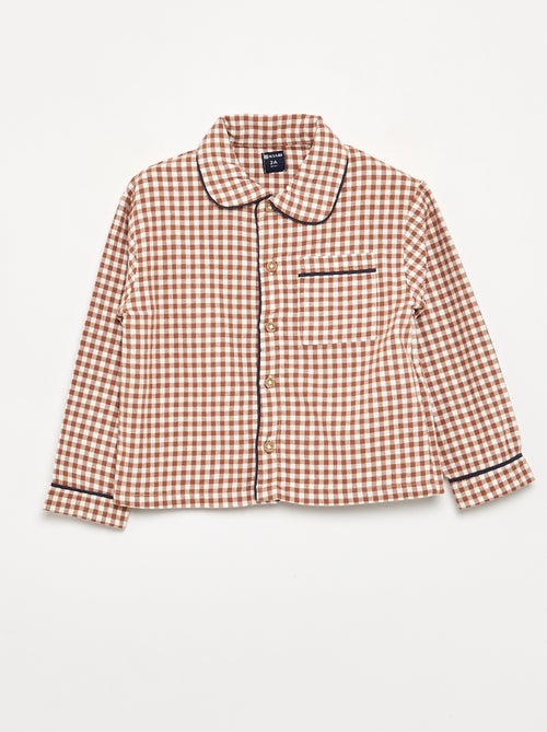 2-delige pyjama van flanel - Gebotonneerd bovenstuk + broek - Kiabi