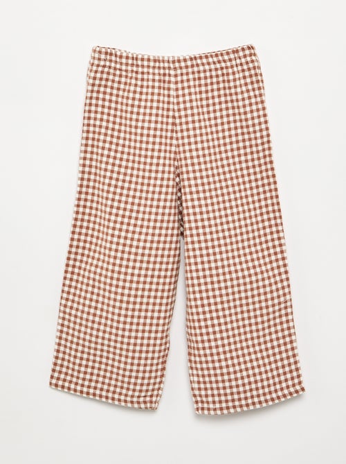 2-delige pyjama van flanel - Gebotonneerd bovenstuk + broek - Kiabi