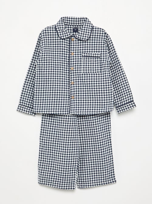 2-delige pyjama van flanel - Gebotonneerd bovenstuk + broek - Kiabi
