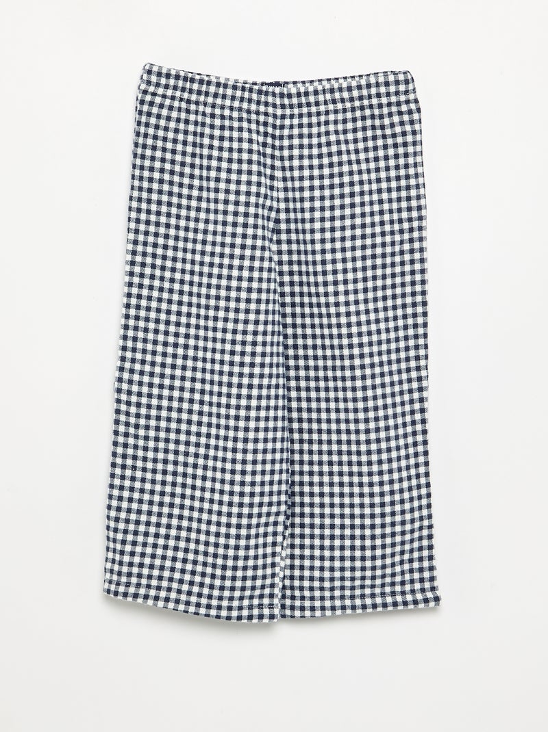 2-delige pyjama van flanel - Gebotonneerd bovenstuk + broek Grijs - Kiabi