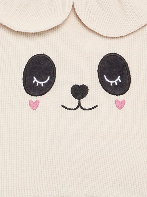 2-delige pyjama van gewafelde stof - Sweater + broek - Kiabi