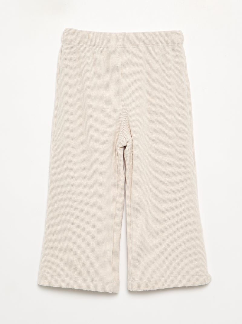 2-delige pyjama van gewafelde stof - Sweater + broek Ecru - Kiabi