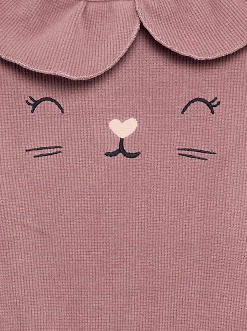 2-delige pyjama van gewafelde stof - Sweater + broek - Kiabi