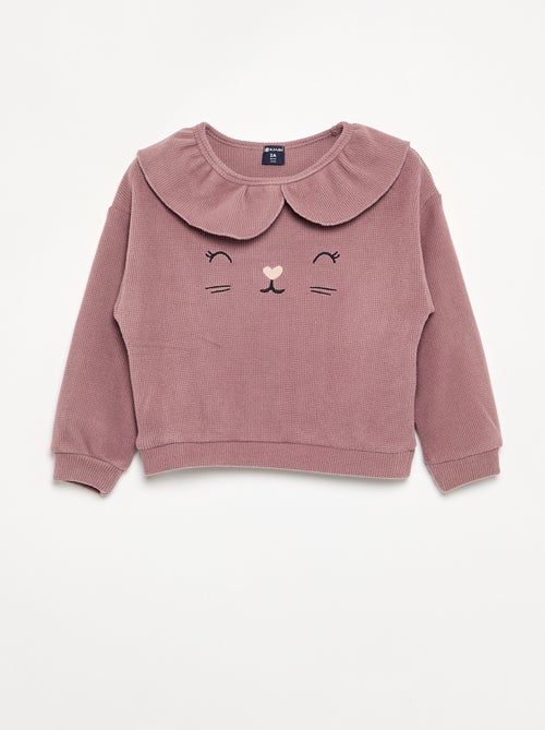 2-delige pyjama van gewafelde stof - Sweater + broek - Kiabi