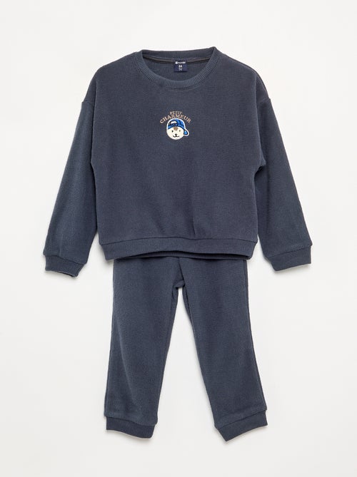 2-delige pyjama van gewafelde stof - trui + broek - Kiabi