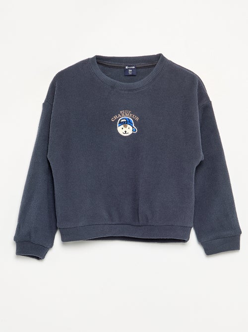 2-delige pyjama van gewafelde stof - trui + broek - Kiabi