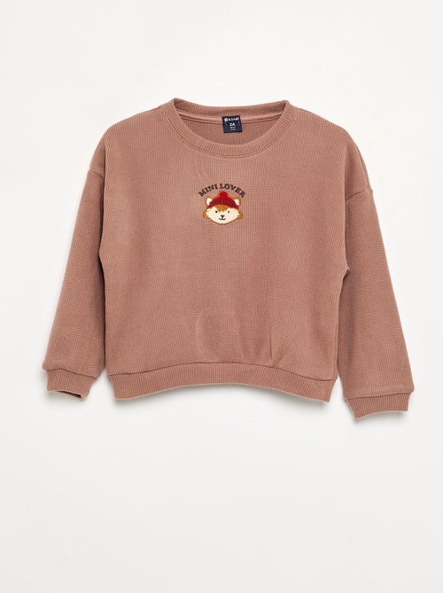2-delige pyjama van gewafelde stof - trui + broek - Kiabi