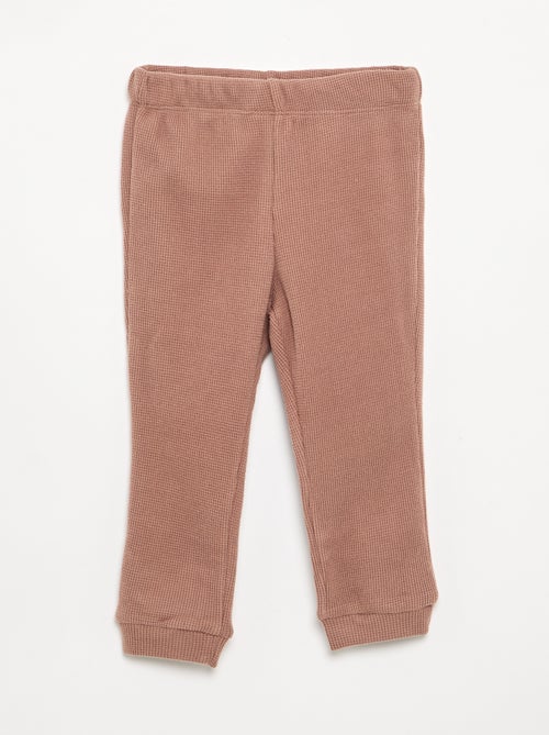 2-delige pyjama van gewafelde stof - trui + broek - Kiabi