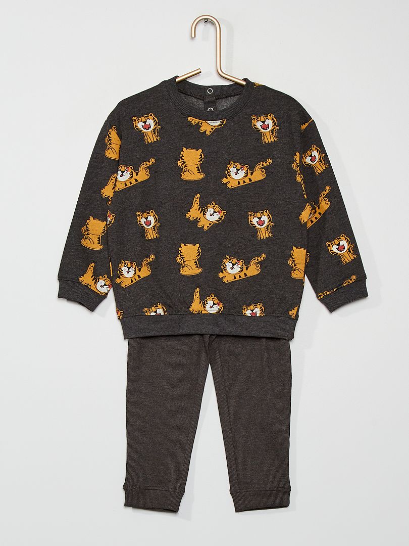 2-delige pyjama van joggingstof GRIJS - Kiabi