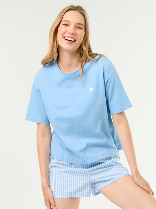 2-delige pyjama van katoenen jerseytricot - T-shirt + short - Kiabi