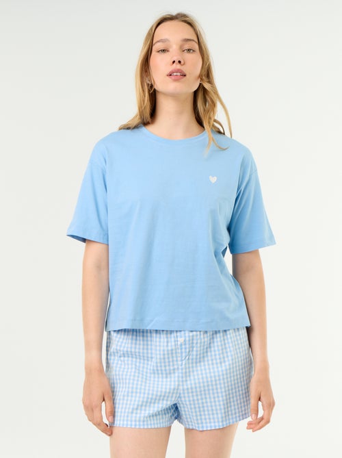 2-delige pyjama van katoenen jerseytricot - T-shirt + short - Kiabi