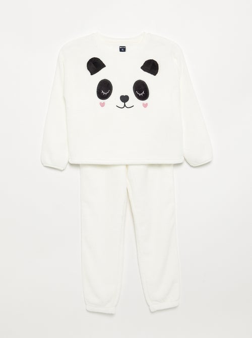 2-delige pyjama van koraalfleece - Sweatshirt + broek - Kiabi