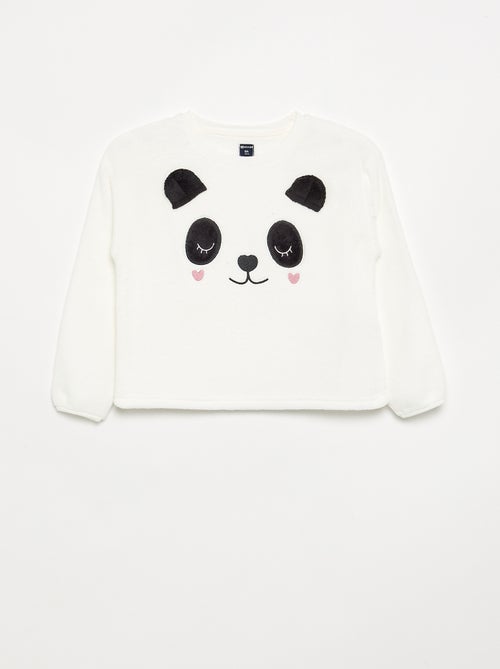 2-delige pyjama van koraalfleece - Sweatshirt + broek - Kiabi