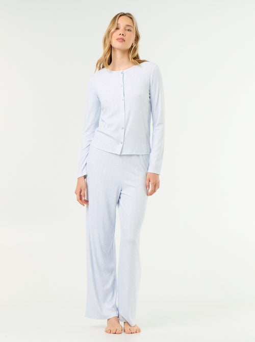 2-delige pyjama van pointelle breisel - Vest + broek - Kiabi
