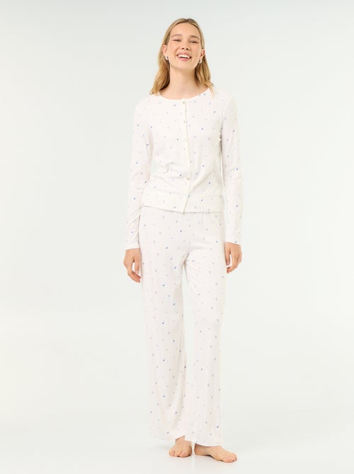 2-delige pyjama van pointelle breisel - Vest + broek - Kiabi