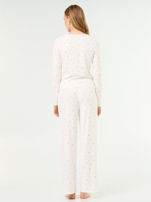 2-delige pyjama van pointelle breisel - Vest + broek - Kiabi