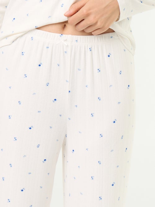 2-delige pyjama van pointelle breisel - Vest + broek - Kiabi