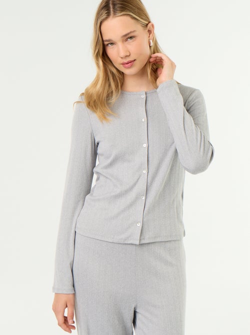 2-delige pyjama van pointelle-breisel - Vestje + broek - Kiabi