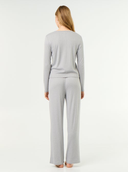 2-delige pyjama van pointelle-breisel - Vestje + broek - Kiabi